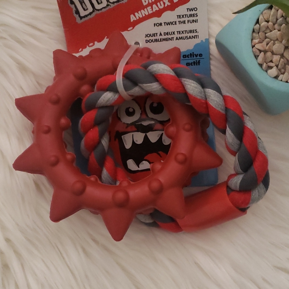 Dogzilla Dino Link Red Soft Rope Chewing Dog Toy